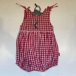 NWT Baby Girl Cincinnati Bearcats Plaid Bubble Romper